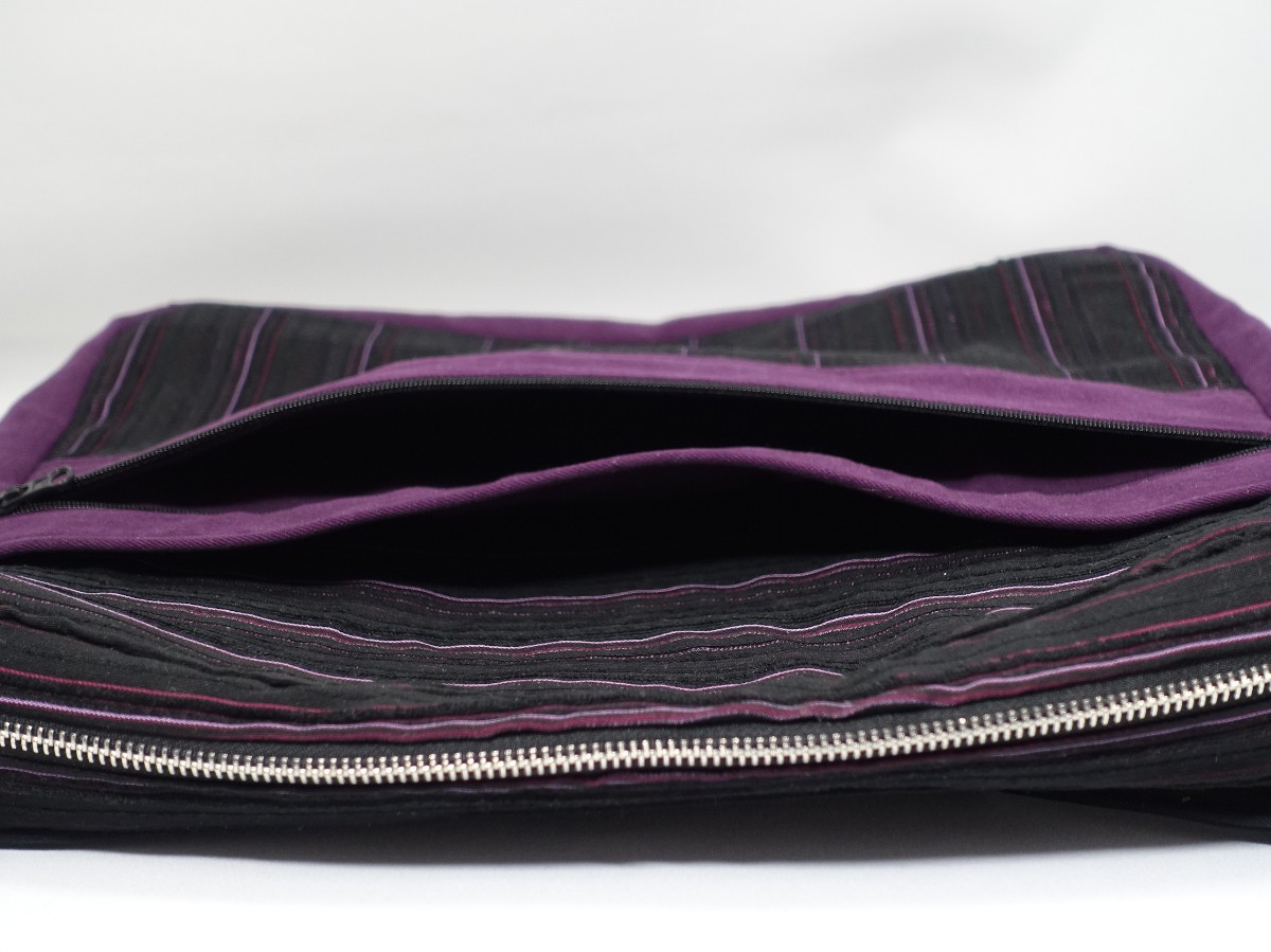 Tasche-upcycling-lila-schwarz-selbst-genaeht